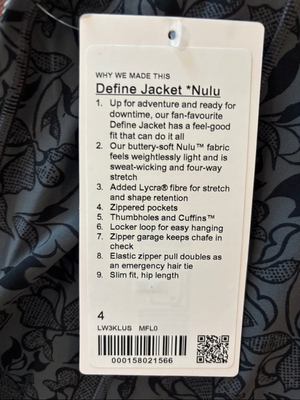 🍋🍋 lululemon athletica Gray Floral Zip-Up Jacket - Picture 6 of 6